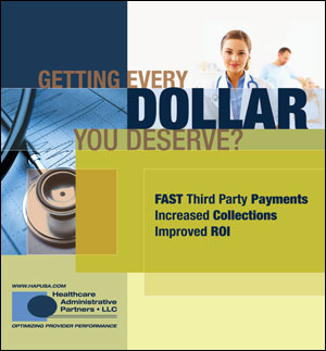 Trade Show Graphic for Healthcare Administrative Partners Designed by DDA