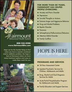 Trade Show Graphic for Fairmount Behavioral Health System Designed by DDA